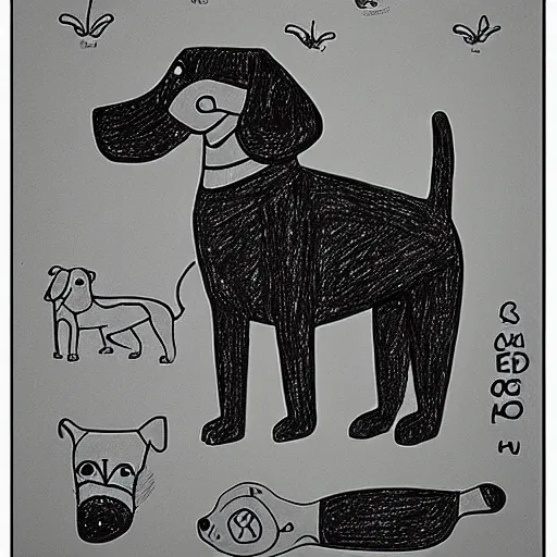 Prompt: a drawing of a dog, in the style of persepolis ( 2 0 0 7 ), by marjane satrapi