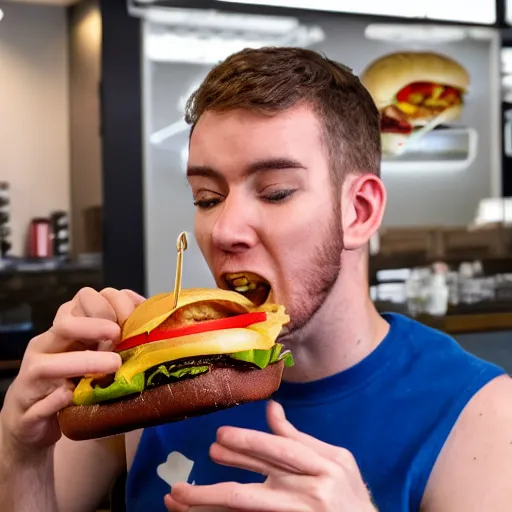 Image similar to paymoney wubby eating a burger, 4 k