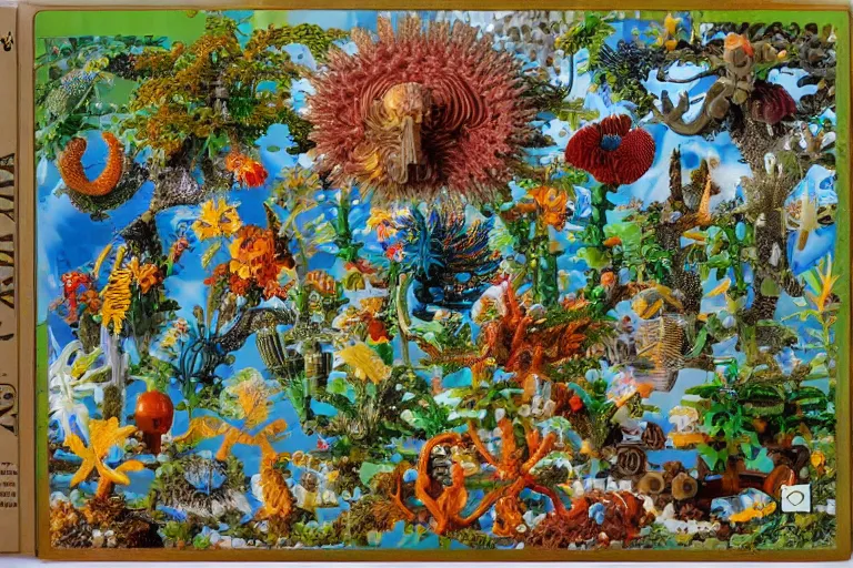 Prompt: ernst haeckel artforms in nature 1 9 8 5 lego set