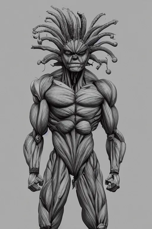 Prompt: a humanoid figure broccoli man, ripped, full body, highly detailed, digital art, sharp focus, trending on art station, anime art style