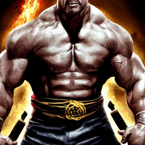 Image similar to dwayne johnson in mortal kombat