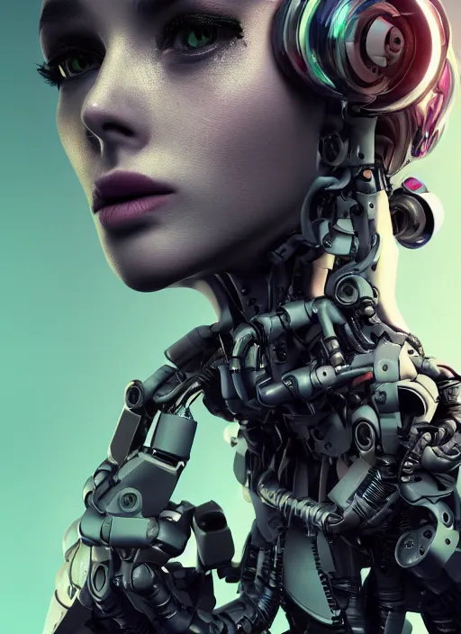 Image similar to photorealistic detailed full body picture of a female cyborg, pretty face with arms and legs, glamour pose, long hair, neon lights, humanoid, extreme, uhdr, book called the most influental cyborg in 2 0 5 0, fine details, highly detailed, intricate, smooth sharp focus, symmetrical features, environmental portrait, realistic render, t - pose