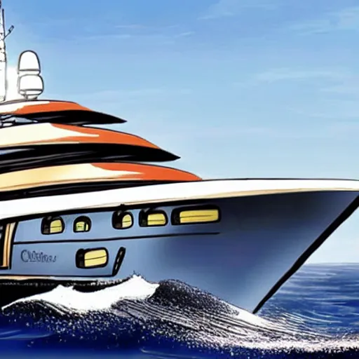 Image similar to a megayacht drawn by bill waterson