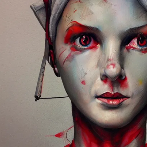 Image similar to detailed details photorealistic silent hill nurse in the style of bob peak and alex ross, gouache and wash paints color, detailed details facial and body and human and environments and proportionate, detailed 5 k details.