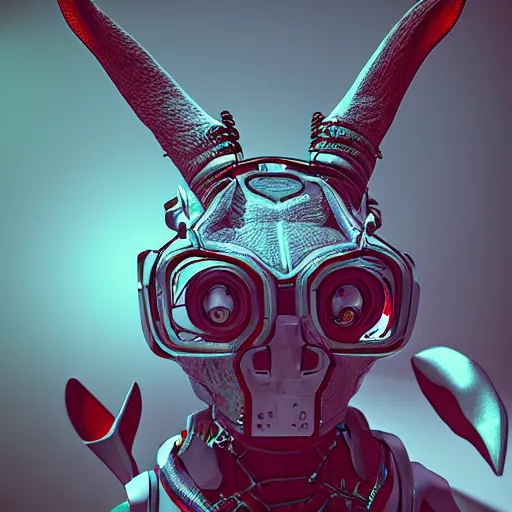 Image similar to cyborg jackalope cyberpunk, 3D render, 8k HD