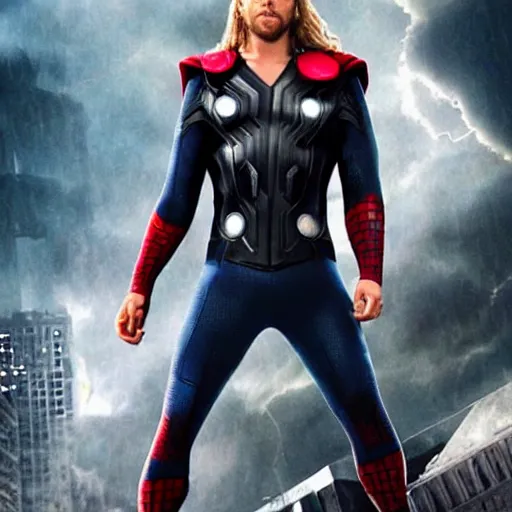 Prompt: thor in the spiderman suit