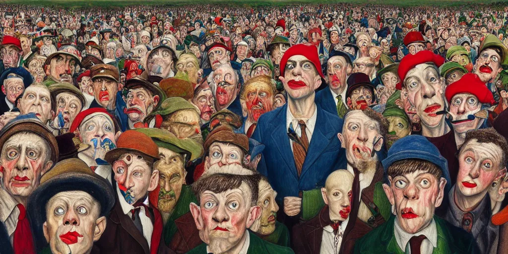 Image similar to where's wally, highly detailed, painting by otto dix, 8 k