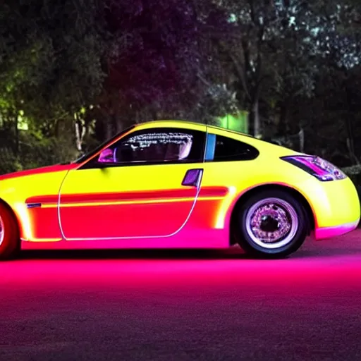 Image similar to a neon glowing nissan 3 5 0 z