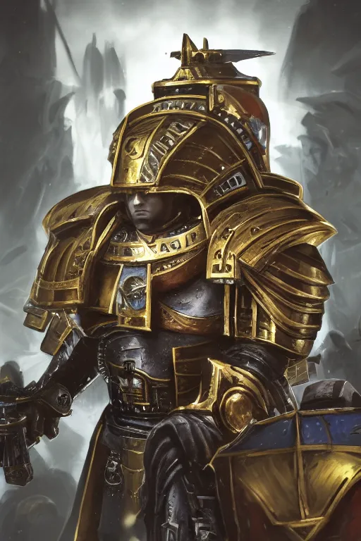 Image similar to armor portrait heros warhammer 4 0 k horus heresy fanart - the primarchs emperor by johannes helgeson animated with vfx concept artist & illustrator global illumination ray tracing hdr fanart arstation zbrush central hardmesh 8 k octane renderer comics stylized