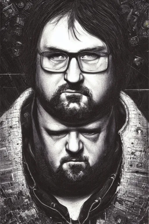 Image similar to portrait of gothic Gabe Newell, cyberpunk, Warhammer, highly detailed, artstation, illustration, art by Gustav Klimt