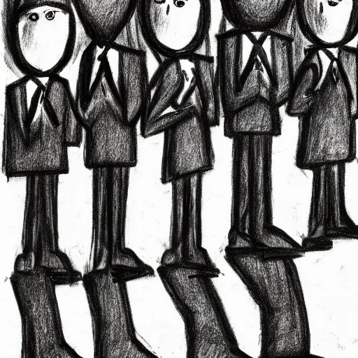 Image similar to mournful ultraviolet by bill ward, by ben shahn. a beautiful drawing of a group of people standing in a line. they are all facing the same direction & appear to be waiting for something.