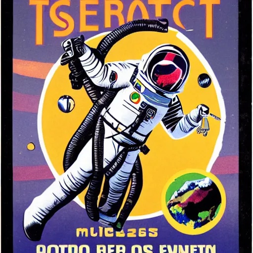 Image similar to astronaut full body portrait, Vintage Magazine Illustration