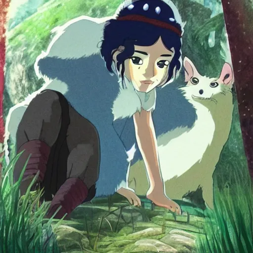 Prompt: jenna coleman as princess mononoke, studio ghibli art