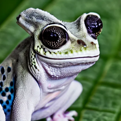 Image similar to a portrait photo of dog frog rabbit gecko, award winning photography, 5 0 mm