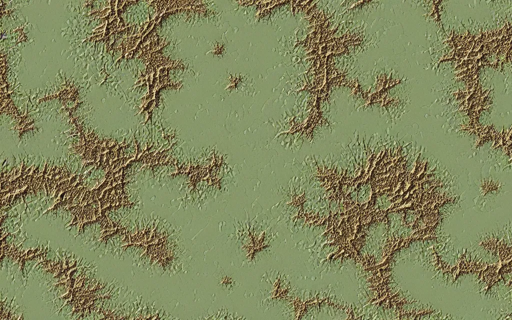 Image similar to a topographical map of a new strange new earth like world, fractal terrain very detailed with lakes, forests, mountains, deserts and other terrain types