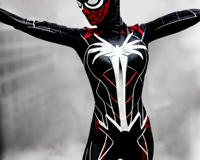 Image similar to iron spider suit, lomography lady grey