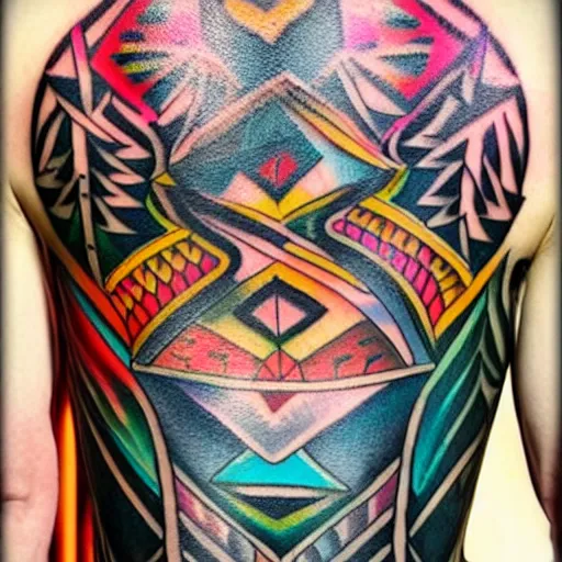 Prompt: tribal colorful tattoo