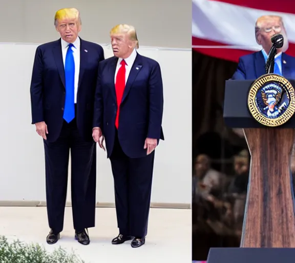 Image similar to photo of joe biden and donald trump kissing intimately as the puppetmaster pushes their heads together, hyperrealism