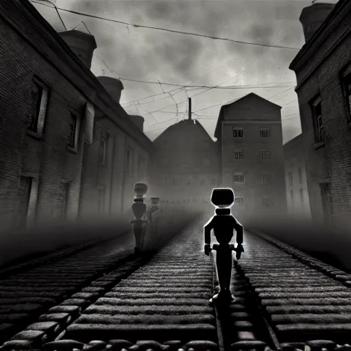 eerie, the holocaust in roblox, very old photo, photo