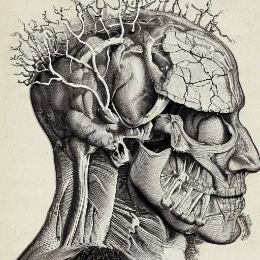 Prompt: illustrations of unusual anatomy by andreas vesalius