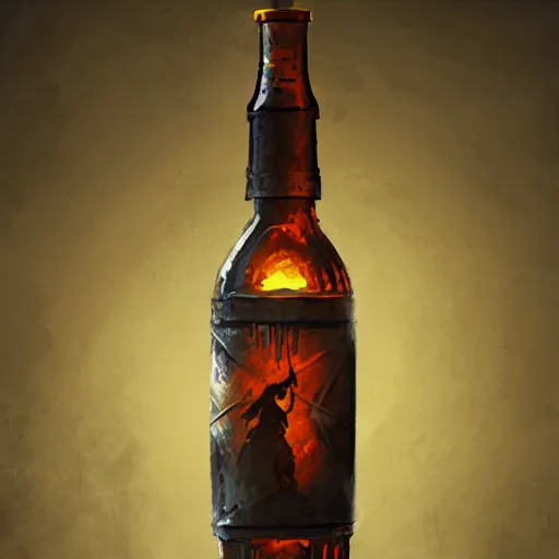 Prompt: bottle of Mead, artstation, rpg, digital art, isometric, dark background, dark souls, runescape, skyrim, final-fantasy, Diablo-3