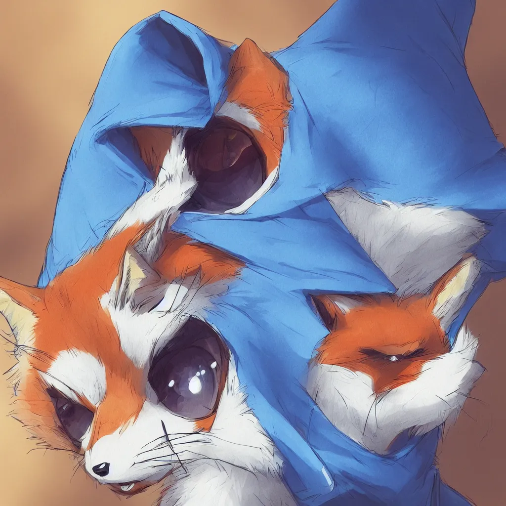 Image similar to a fox in a blue hoodie typing in a notebook, white background, concept art, anime style, digital art picture, highly detailed, artstation, detailed, award winning, colorful