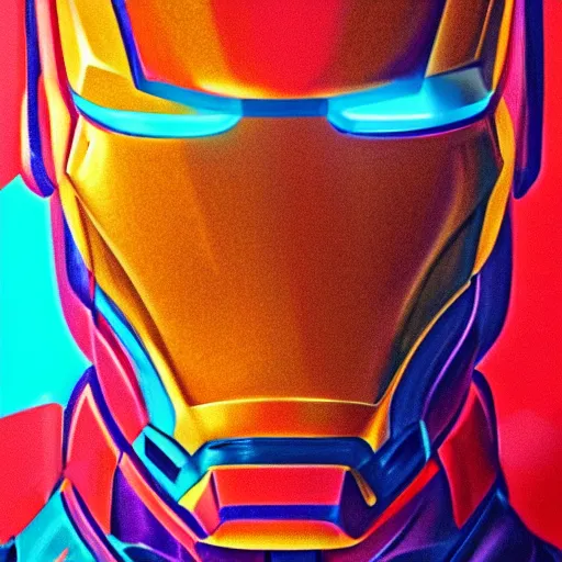 Image similar to portrait of iron - man, neon art, trending on artstation, 8 k, cgsociety, hyperdetalied,