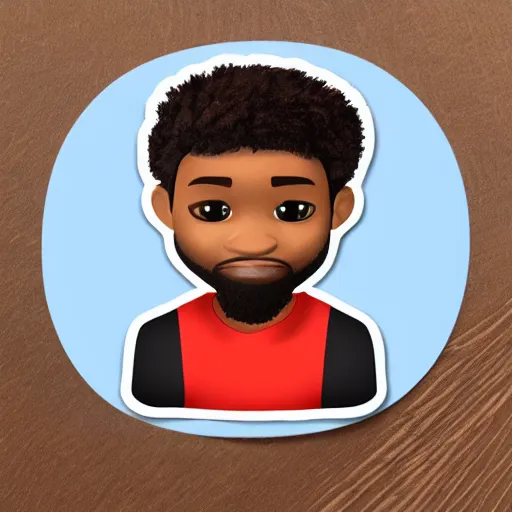 Prompt: a memoji sticker of a cool black guy with freckles and frizzy red hair