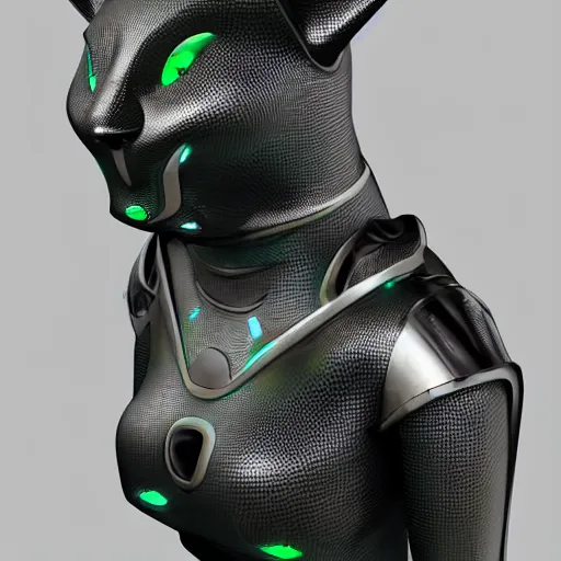 Image similar to cat on an futuristic armor clothing, 8k