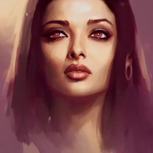 Image similar to “ portrait of aishwarya rai by greg rutkowski, young, attractive, highly detailed portrait, scifi, digital painting, artstation, concept art, smooth, sharp foccus ilustration, artstation hq ”