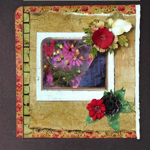 Image similar to pressed flowers in a scrapbook
