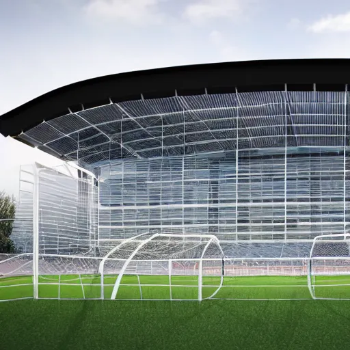 Prompt: massive soccer building, realistic, 4 k