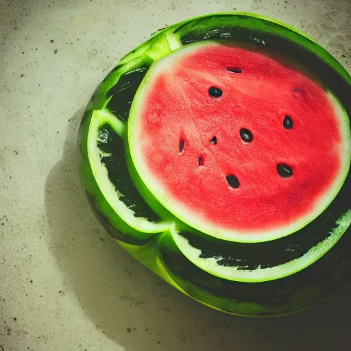 Prompt: close up high resolution photo of a watermelon spaghetti, very tasty, food photography, instagram, ultra detailed, trending