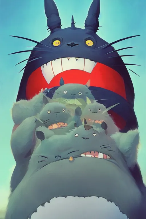 Image similar to Horror Totoro portrait, by Jesper Ejsing, RHADS, Makoto Shinkai and Lois van baarle, ilya kuvshinov, rossdraws global illumination