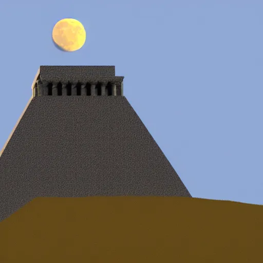 Prompt: a ziggurat to the moon