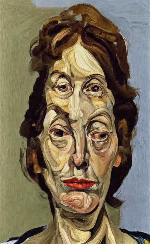 Prompt: Oil painting Portrait of a woman by Lucian Freud, Abstract brush strokes, Masterpiece