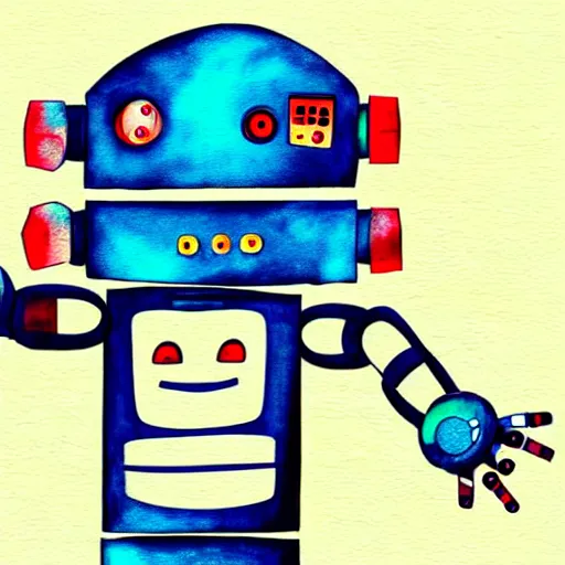 Image similar to a robot holding a t - shirt, digital art, illustration, water color