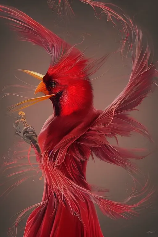 Image similar to Ethereal Cardinal bird, intricate detail, ornate, conceptual art, soft light, dynamic, art by artgerm