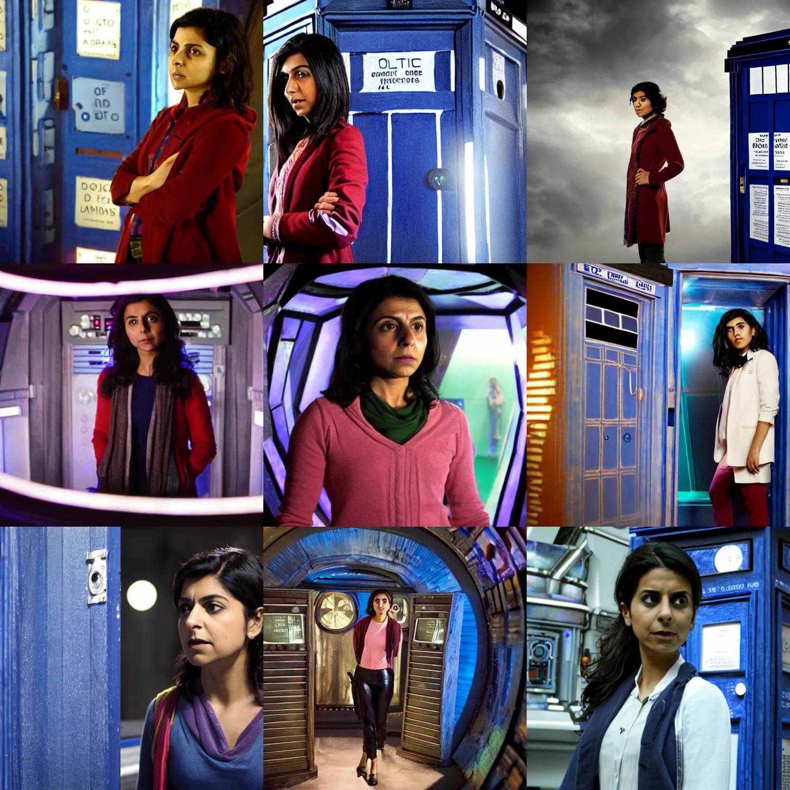 Prompt: Anjli Mohindra in the TARDIS, tv still from Doctor Who