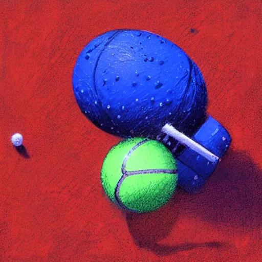 Image similar to raining tennis balls, chalk, colorful, digital art, fantasy, magic, trending on artstation, ultra detailed, professional illustration by Basil Gogos