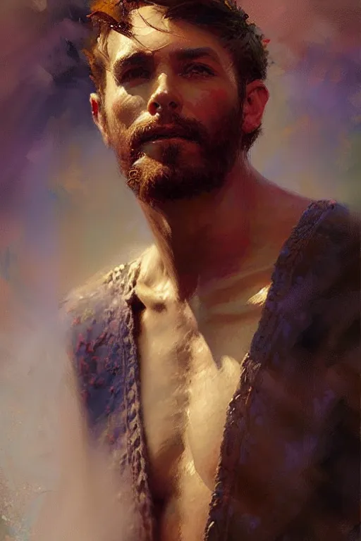 Image similar to Attractive man, painting by Gaston Bussiere, Craig Mullins