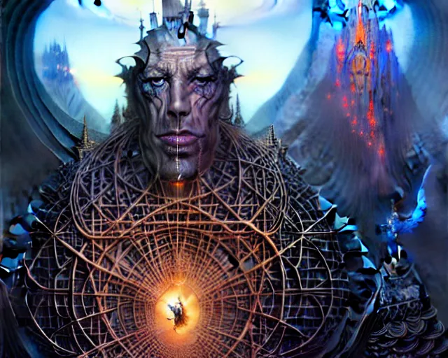 Prompt: the castles of good and evil, fantasy character portrait made of fractals facing each other, ultra realistic, wide angle, intricate details, the fifth element artifacts, highly detailed by peter mohrbacher, hajime sorayama, wayne barlowe, boris vallejo, aaron horkey, gaston bussiere, craig mullins