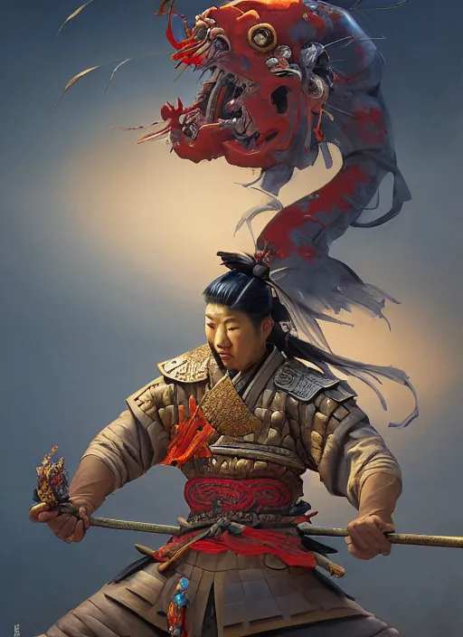 Image similar to samurai with the head of a koi, subsurface scattering, by jesper ejsing, justin gerard, tomasz alen kopera, cgsociety and fenghua zhong, highly detailed, rim light, cinematic lighting, illustration, art, octane render, very coherent, cinematic, hyper realism, high detail, octane render, 8 k