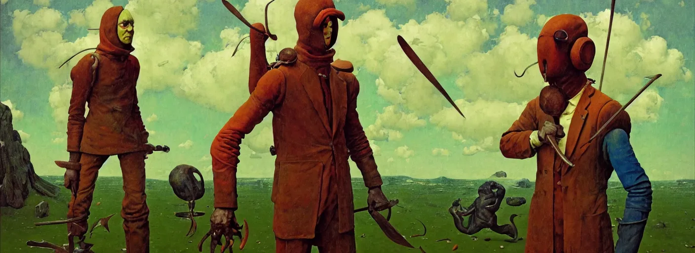 Prompt: full - body portrait surreal colorful clay fighting artstation rpg gentleman character concept art anatomy, action pose, very coherent and colorful high contrast masterpiece by norman rockwell franz sedlacek hieronymus bosch dean ellis simon stalenhag rene magritte gediminas pranckevicius, dark shadows, sunny day, hard lighting, reference sheet white! background