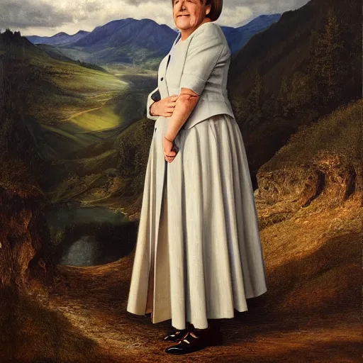 Prompt: a portrait of Angela Merkel in a scenic environment by Christensen, James C.