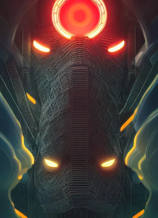 Image similar to symmetry!! portrait of godzilla, sci - fi, tech wear, glowing lights!! intricate, elegant, highly detailed, digital painting, artstation, concept art, smooth, sharp focus, illustration, art by artgerm and greg rutkowski and alphonse mucha