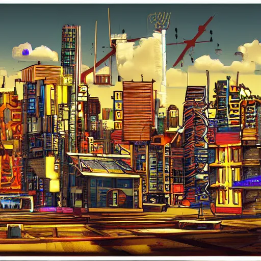 Image similar to A solar punk city, digital art