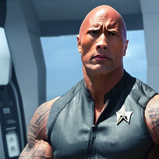 Prompt: star fleet admiral dwayne the rock johnson