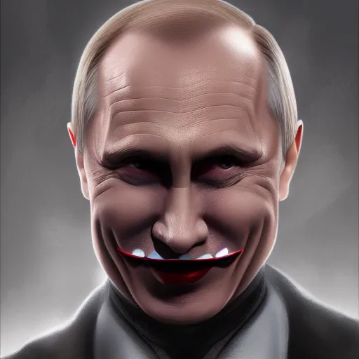 Prompt: Vladimir Putin is The Joker, hyperdetailed, artstation, cgsociety, 8k