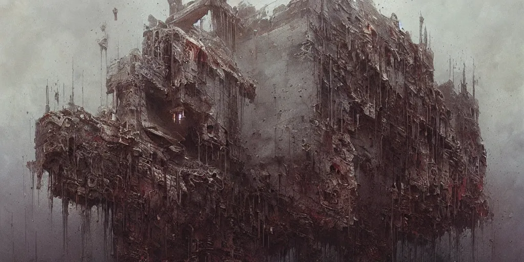 Image similar to the feeling of devastation on a level that decimates your will to live, pure sadness, vivid, hyper realistic, 4 k, surreal, painted by greg rutkowski, beksinski, giger